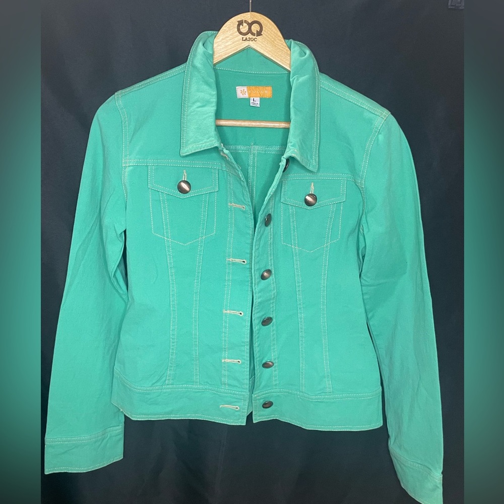 Tulle Green  Women's jean stretch denim jacket Size large